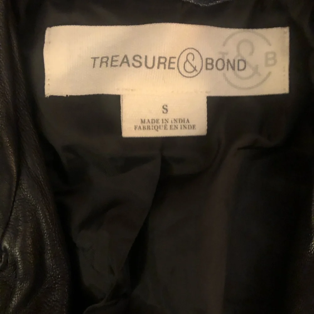 Treasure &Bond Black 100% Leather Vest Nordstrom Brand Biker Babe Women’s Small - Picture 2 of 14